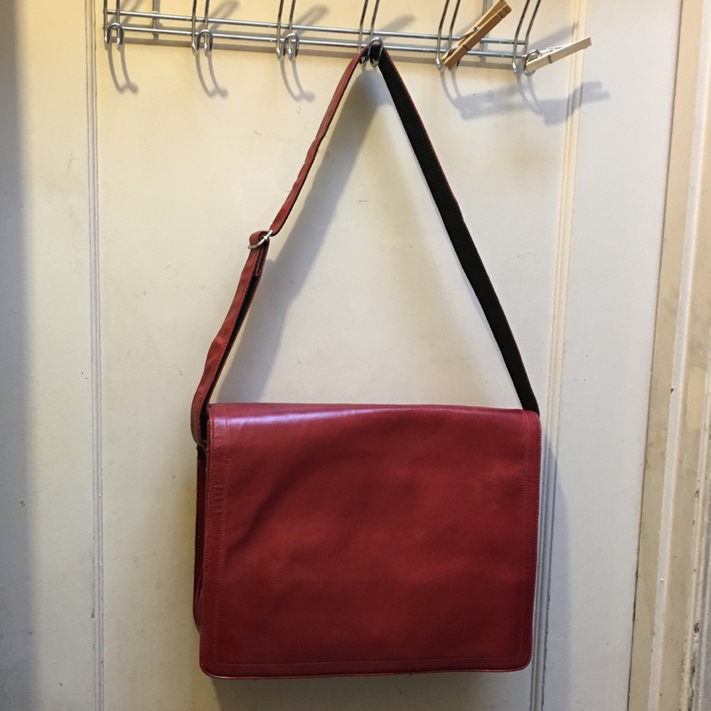 Red Leather Messenger Bag